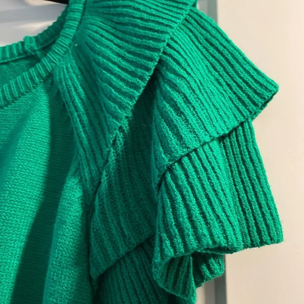 Sugar lips ruffle sleeve sweater- Size: Medium - Image 3