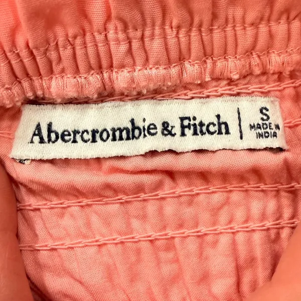 Abercrombie & Fitch Smocked Tiered Mini Dress Coral Pink Ruffle Strap Womens S - Image 10