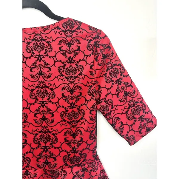 Ultraflirt Red Black Damask Peplum Top Women's Size M‎ Y2K Pinup Whimsigoth - Image 9