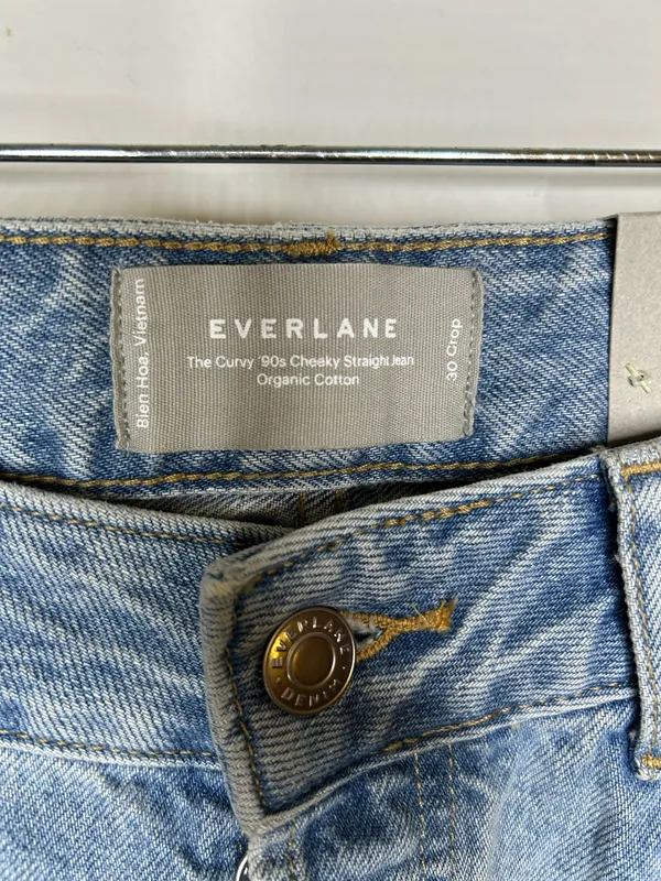 NWT EVERLANE The Curvy 90’s Cheeky Straight Cropped Patchwork Jeans Sz 30 - Image 5
