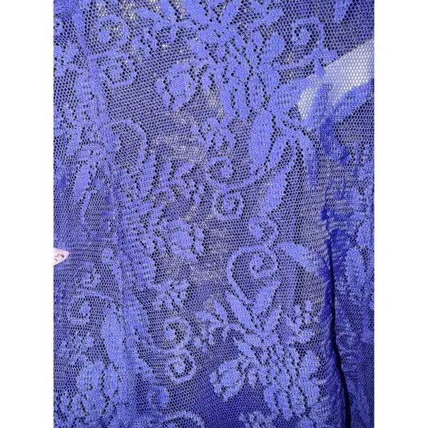 Coquette Royal Blue Floral Lace Ruffle Hem Chemise Lingerie Nightie Romantic XS - Image 3
