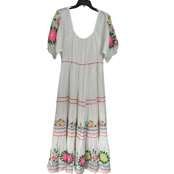 Roller Rabbit Embroidered Maxi Dress XL 100% Linen Maxi Lined Floral‎ NWT #RR-30 - Image 13