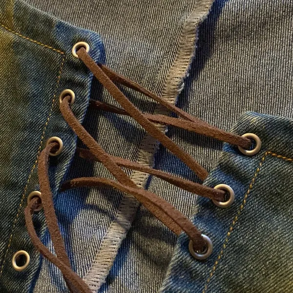 Finesse Lace up Denim Corset Bustier Cassidy Top - Image 4