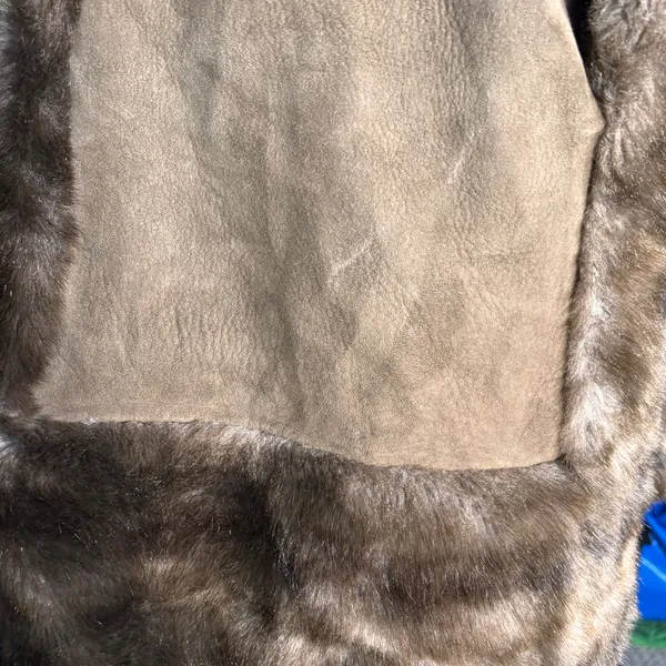 Vintage 70s Tocci England Faux Fur Suede‎ Leather Belted Coat Burgundy Lined - Image 13