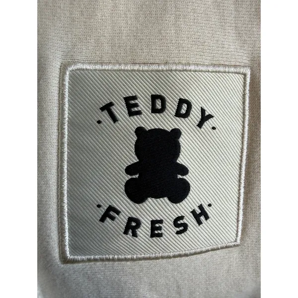 Teddy Fresh Cream‎ Full Zip Hoodie 100% Cotton Fleece Bear Zipper Pull Off White - Image 4
