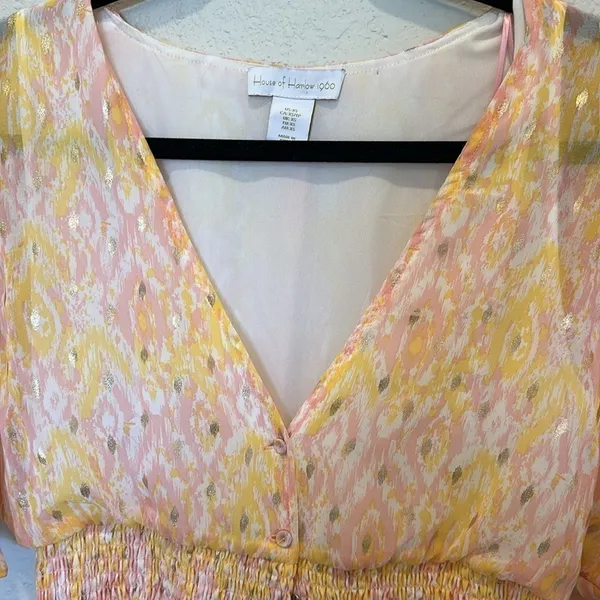 NEW House Of Harlow 1960 Ruffled Tiered Floral Metallic Maxi‎ Dress - Image 11