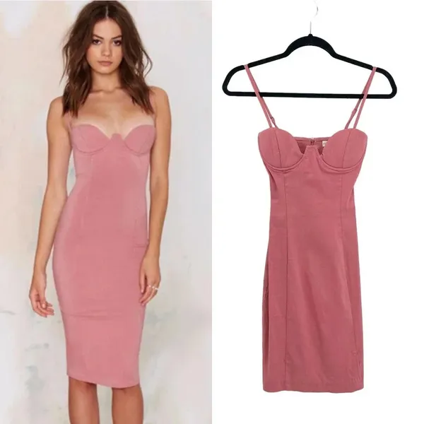 ASOS‎ Rare London Pink Midi Cup Dress Size US 2 - Image 2