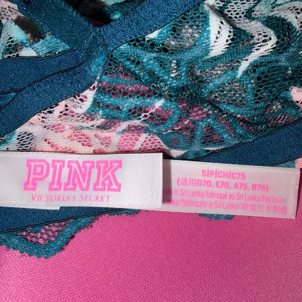 Victoria’s Secret PINK Tropical Teal Date Push Up V Wire Racerback Padded Bralette Small - Image 8