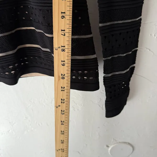Bailey 44‎ Sweater Y2k Small Black Beige Striped Textured Knit Going Out Top - Image 6