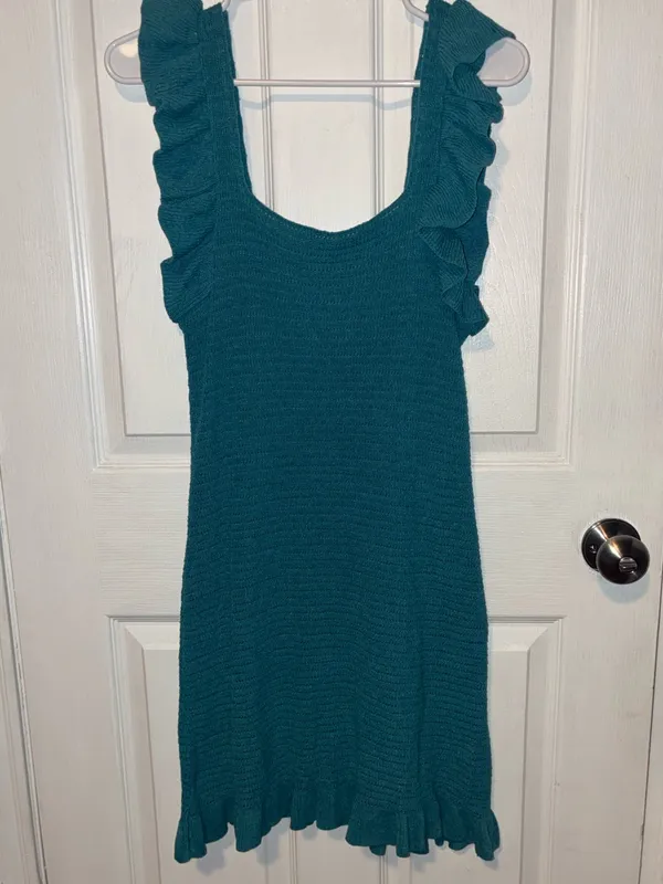 NWT Anthropologie Ruffled Pointelle Mini Dress s romantic - Image 2
