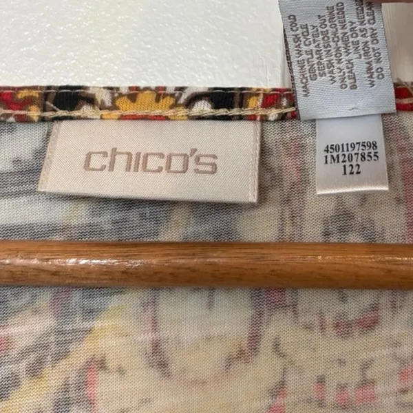 Chico’s‎ Brown And Orange Ruched Sleeve Top Size 2 (Large) - Image 6