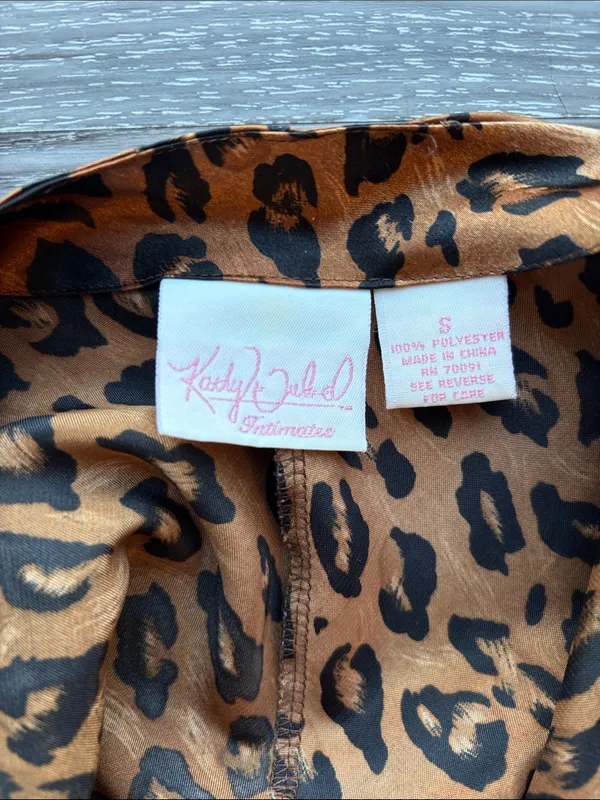 Kathy Ireland Leopard Print Satin Lingerie Slip Dress Nightie Small - Image 2