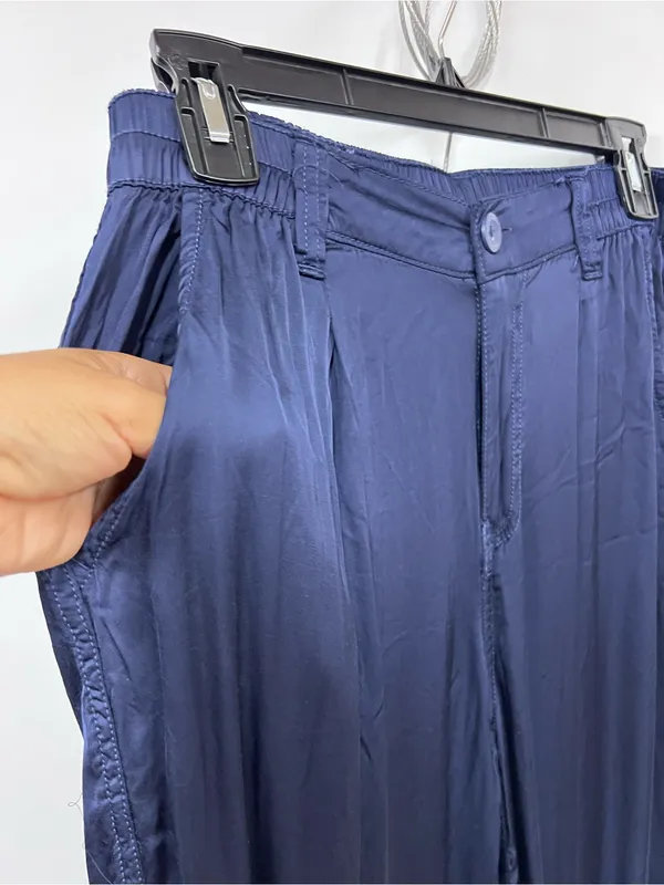 aerie Wide-Leg Satin Pants in Navy Women's - Image 2
