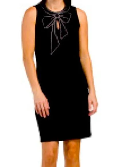 Nicole Miller Black Embellish Bow Sleeveless Dress - Image 2