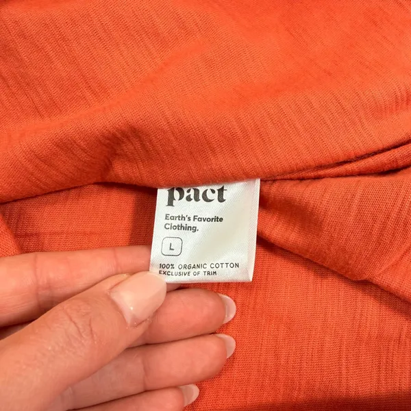 Pact Organic Cotton Drawstring Waist T-Shirt Dress 3/4 Sleeve Pockets Size Large - Image 10