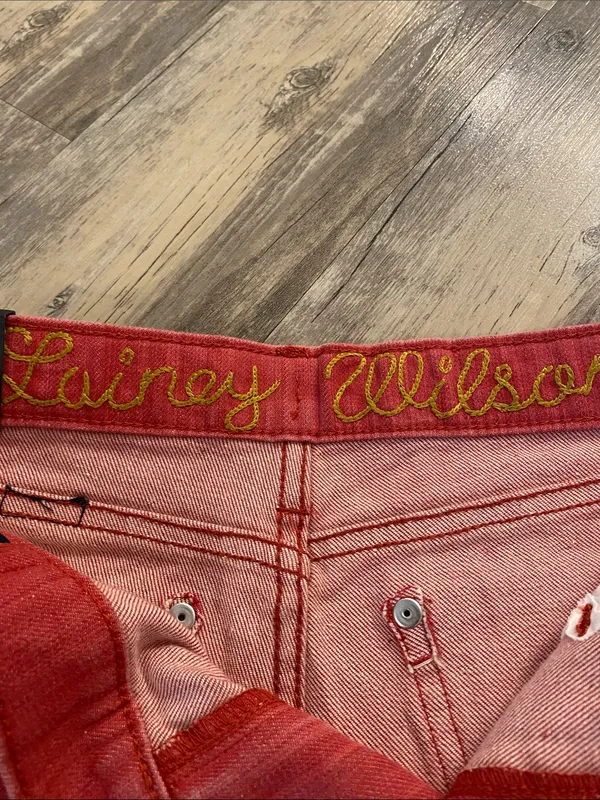 NWT Wrangler x Lainey Wilson Bootcut Flare Western Cowgirl Jeans Red W27 x L31 - Image 7