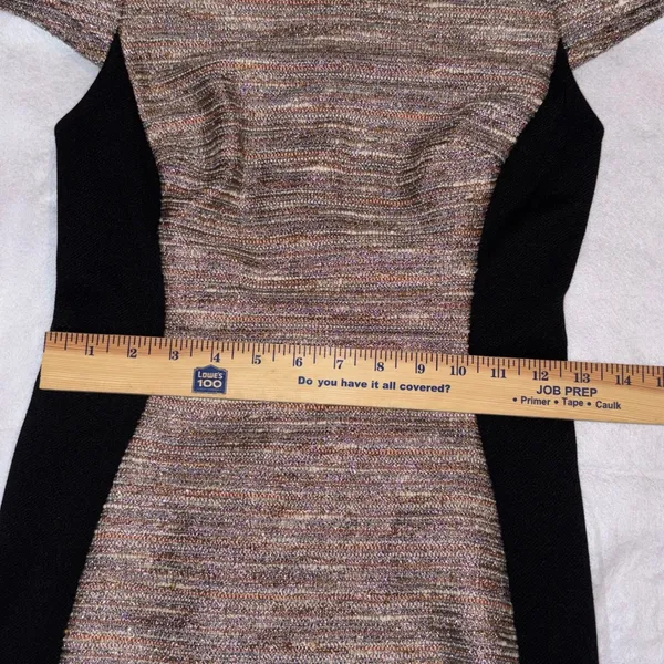 MOUILINETTE SOEURS Anthropologie Tweed Sheath Dress‎ Cap Sleeve Black Paneled - Image 9