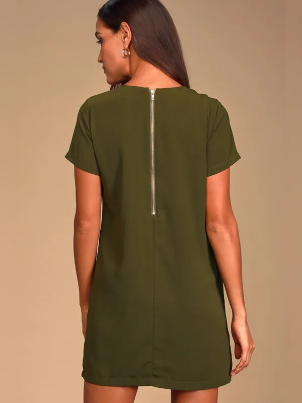 Lulus Shift and Shout Olive Green Shift Dress Size Medium NWT - Image 4