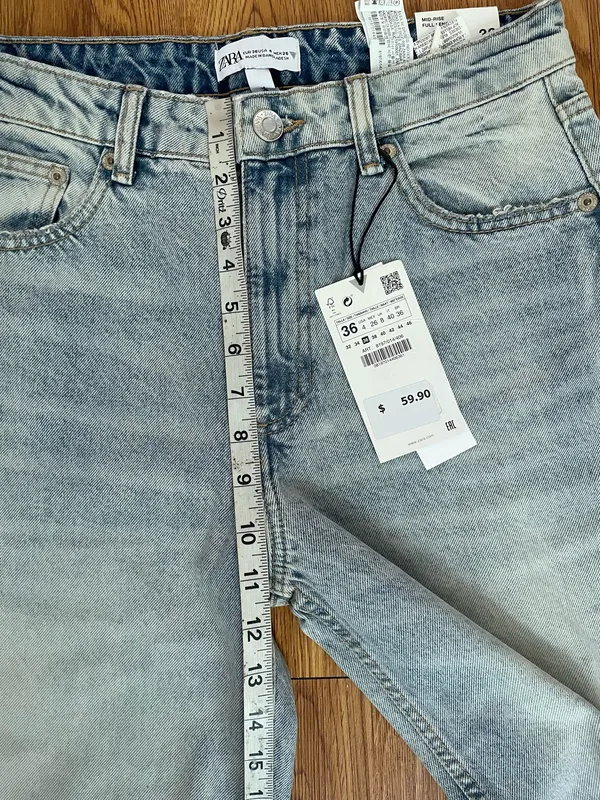 Zara high waisted super wide light blue jeans nwt - Image 10