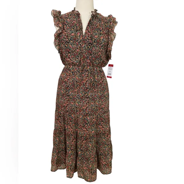 Prairie BB Dakota Multicolor Sleeveless Flutter Ditsy Floral Chiffon Maxi Dress - Image 2