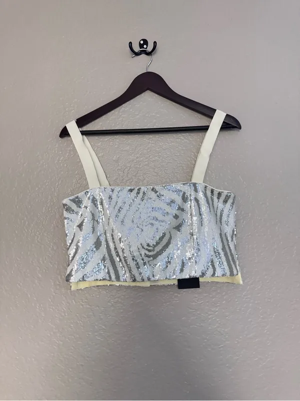 NWT X NBD • Crop Top • Zebra Sequins • Medium - Image 2