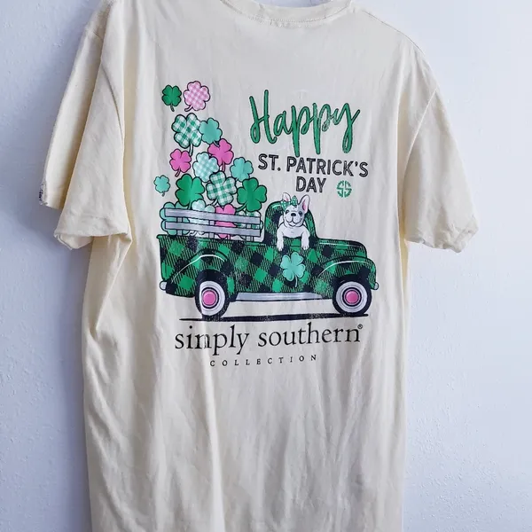 Simply Southern Bulldog Shamrock St.Paddys Day Short Sleeve T-Shirt - Image 2