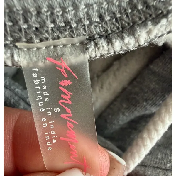 Free People FP Movement Final Call Logo Embroidered Hoodie Heather Grey Small - Image 10