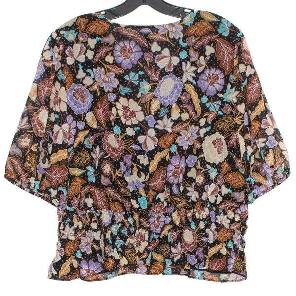 Ann Taylor Top Batik Floral Boho Cottage Romantic Retro Feminine Smocked Large - Image 2