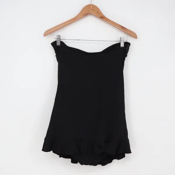 Allen B. Swim Dress Womens 14 Ruched Strapless Ruffle Black One Piece Excellent - Image 3