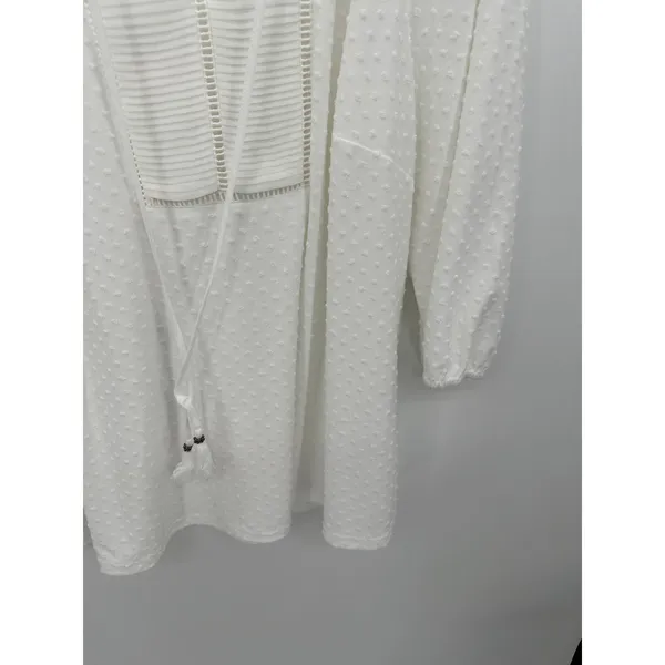 Daniel Rainn White Boho Tunic Women Size 2X White Swiss Dot Resort Peasant‎ - Image 3