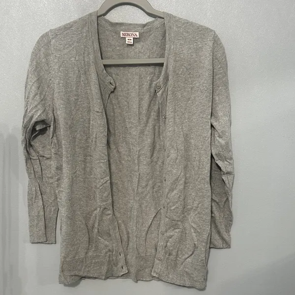 Merona Light Gray Button Front Cardigan‎ - Image 2