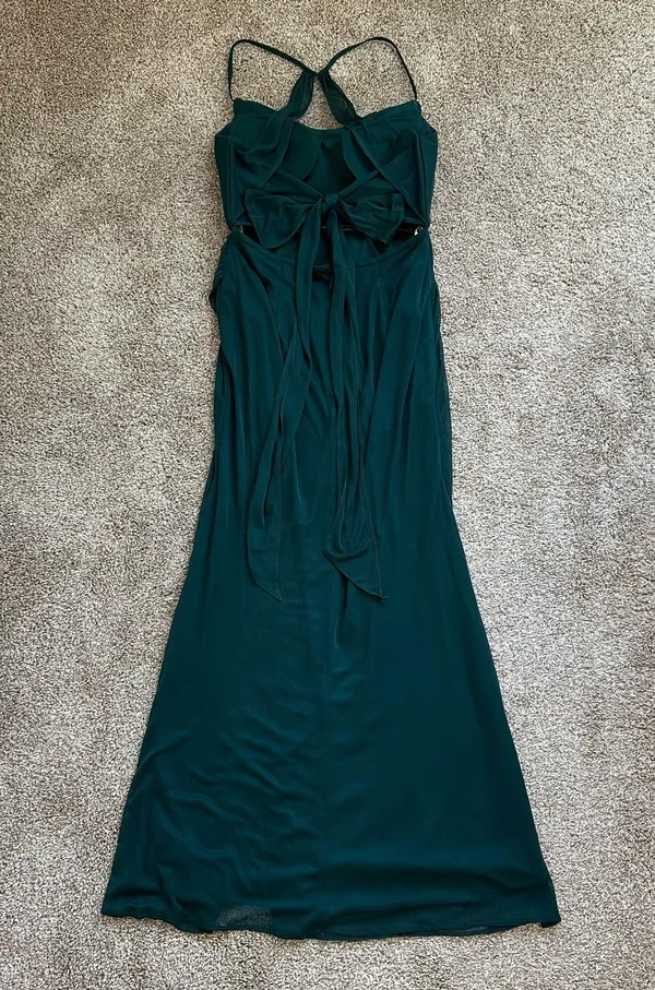 Azazie Pine Green Halter Gown - Image 8