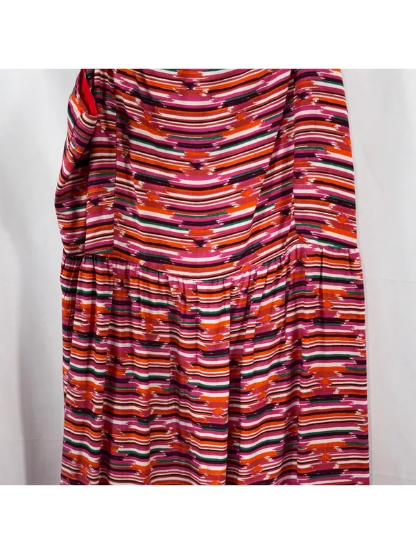LOFT Striped Tiered Midi Dress Size 12 Pink Red - Image 3
