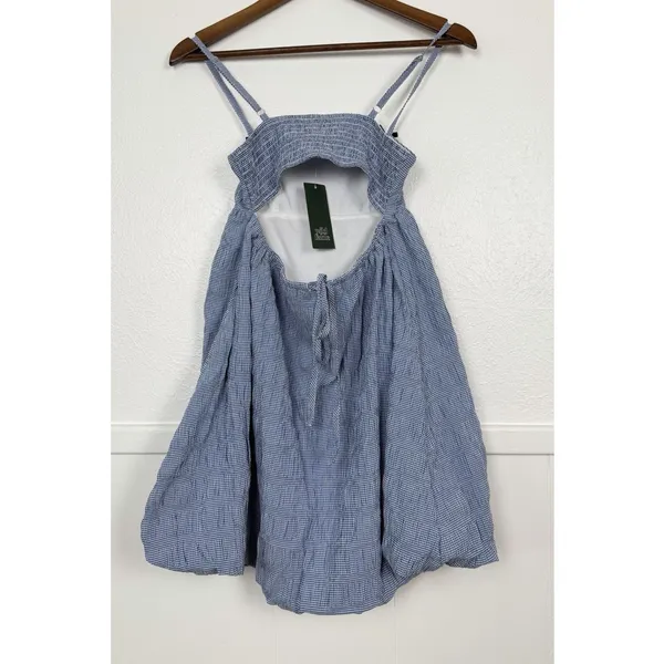 Wild Fable Gingham Mini Dress XXS Blue White Cottagecore Coquette Bubble Hem - Image 2