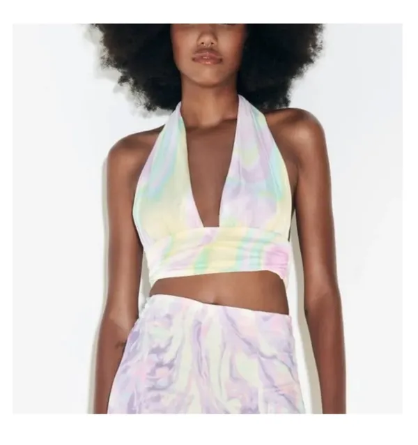 Zara Pastel Tie Dye Halter Top - Image 2
