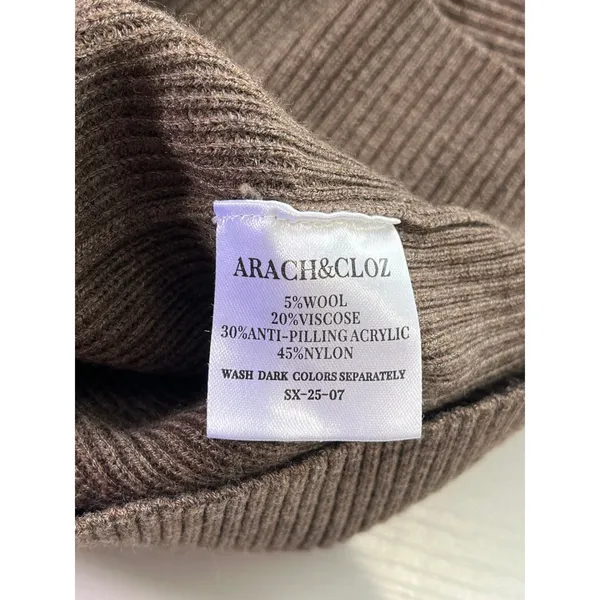 Arach&Cloz Brown boxy fit Quarter Zip Ribbed Pullover Sweater SX-25-07 Size‎ M - Image 7