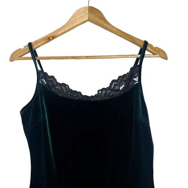 Windsor Velvet Lace Trim Mini Bodycon Dress Forest Green Whimsigoth Size M - Image 2