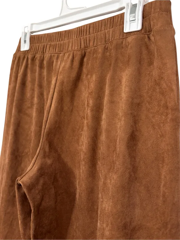 Chicos Tan Neutral Faux Suede Cropped Wide Leg Pants Size XS Womens - Image 8