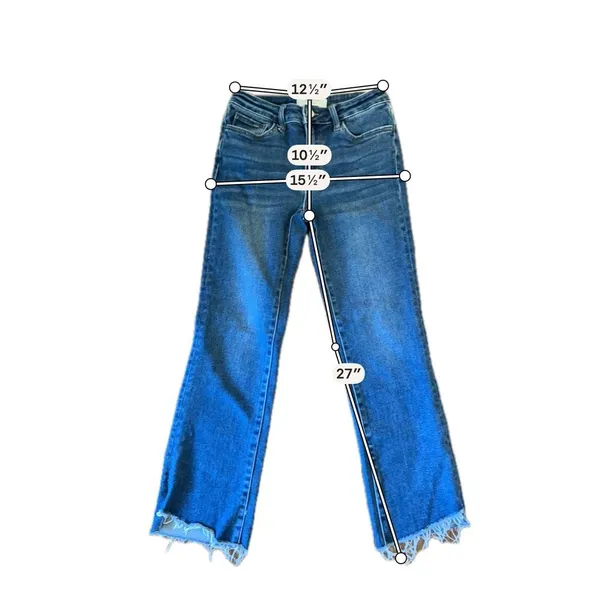 Lovervet dark wash high rise step hem jeans size 26 - Image 3