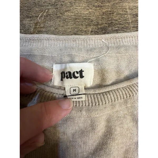 Pact Organic Cotton Cropped Beige 3/4 Sleeve Sweater Size Medium Sweater - Image 5