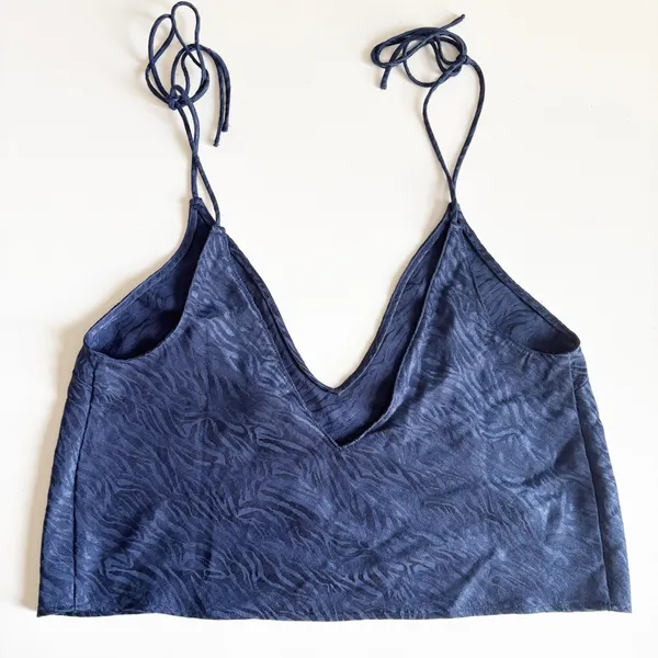 Victoria's Secret Womens Navy Zebra Jacquard Tie Shoulder Satin Cami Top Size S - Image 6