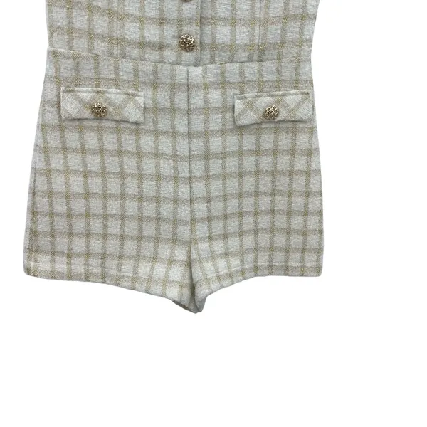 Endless Rose Suited Tweed Romper Plaid Check White Gold‎ Size Medium - Image 7