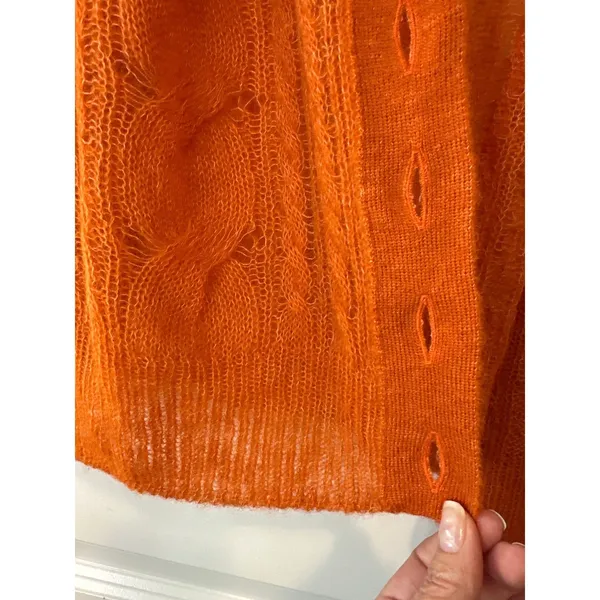 Free People Moon Sky Alpaca Cardigan Orange Zest Size L NWT‎ - Image 6