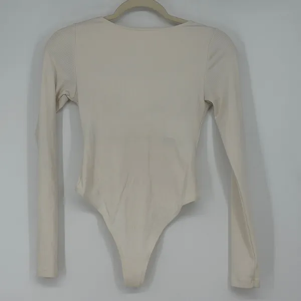 Girlfriend Collective Ribbed Long Sleeve Bodysuit‎ Cream Size S - Image 2