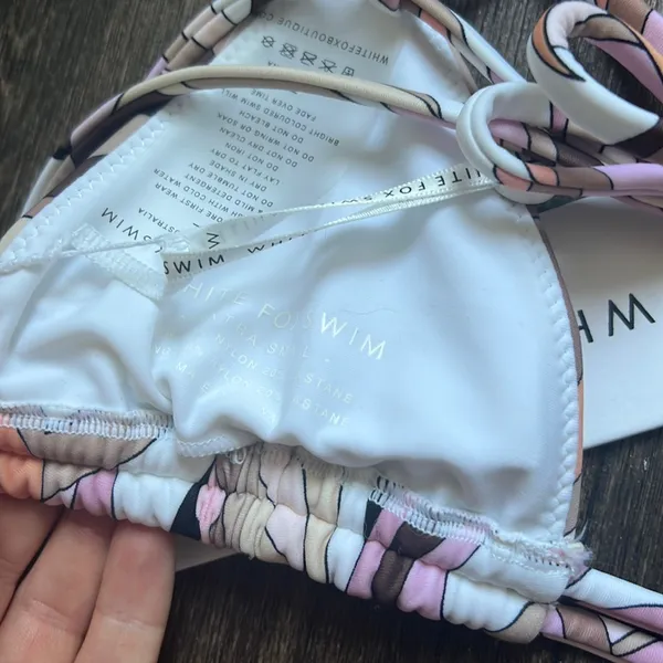 White Fox Vacation Mode Bikini Top Geo Print - Image 6