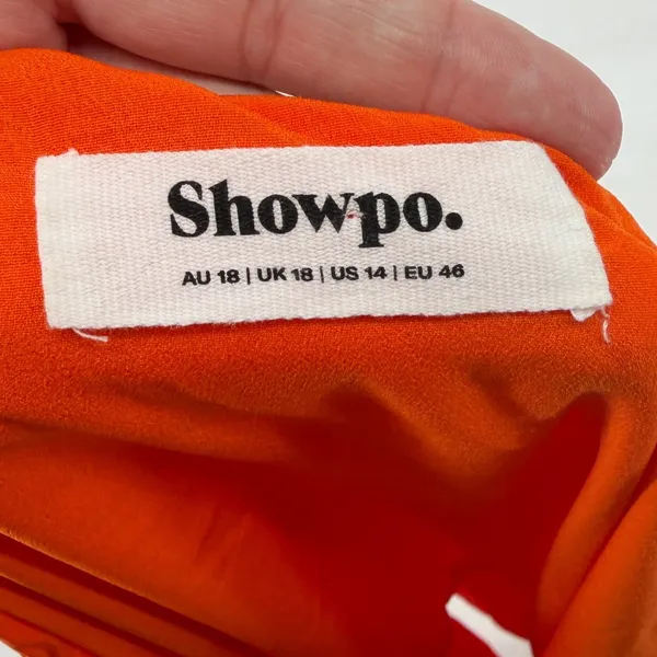 Showpo Orange Draped‎ Mini Dress US 14 Asymmetric Ruffle Cocktail Party - Image 4
