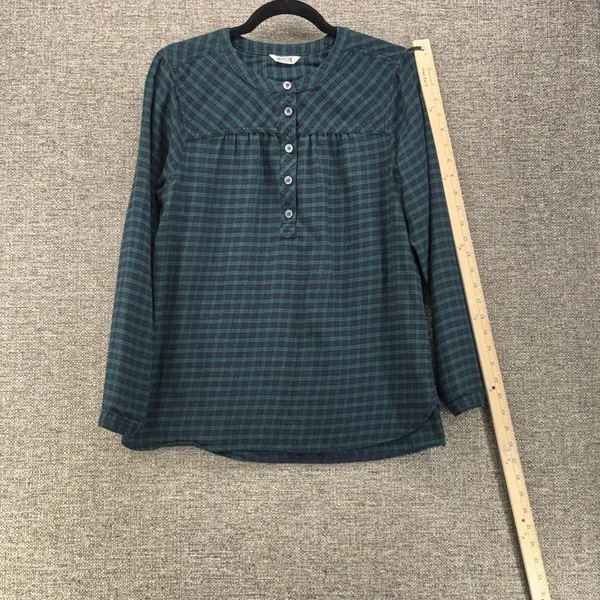 Duluth Trading Co Seawool‎ Plaid Henley Top Green Blue Long Sleeve 3237-97 - Image 11