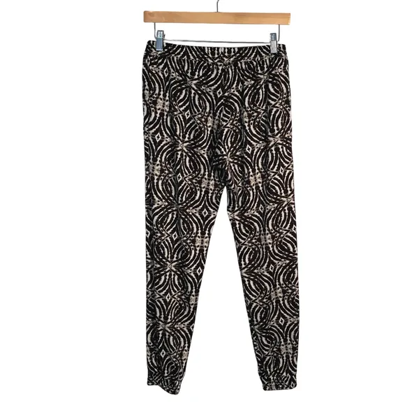 Veronica M Black White Abstract Print Jogger Pants Women's Size S Elastic‎ Waist - Image 4