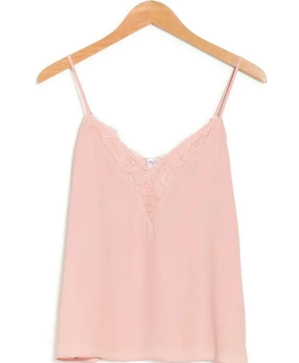 Blush Pink V Neck Lace Trim Cami Tank Top XSmall NWT - Image 3