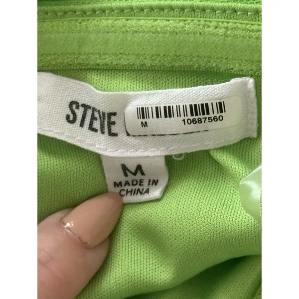 Steve Madden Strapless Mesh Corset Top Women's‎ Size Medium Green Neon Bright - Image 4